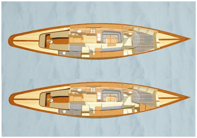 The new Fairlie 55, 'Spirit of Tradition' sailing yacht layout