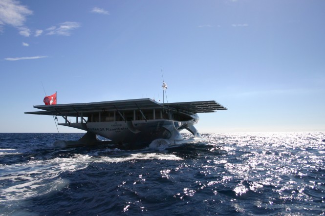 1st Solar boat expedition, ‘TÛRANOR PlanetSolar Catamaran’ reaches the Canary Islands - Credit PlanetSolar
