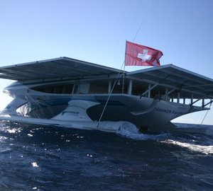 TÛRANOR PlanetSolar Catamaran reaches the Canary Islands on 1st Solar boat expedition.