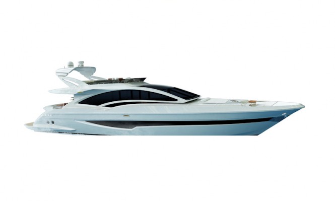 Profile of the Intermarine 85' flybridge motor yacht by Luiz de Basto Designs