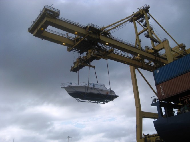 The Euro styled 5000 Sport Yacht is bound for the Fort Lauderdale Boat Show