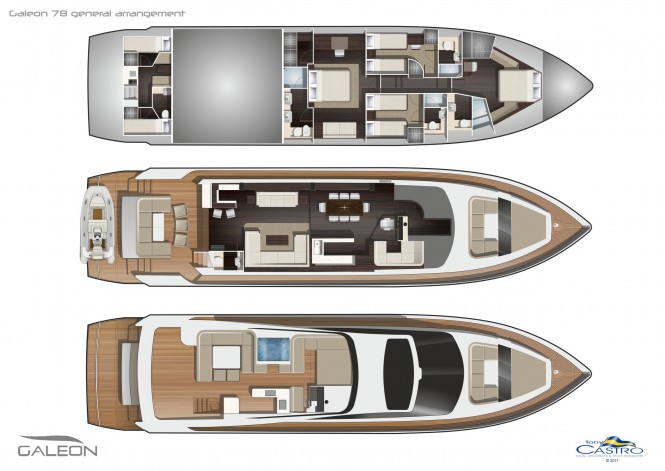 Galeon 78m Yacht General Arrangement - Image courtesy of Tony Castro Galeon 78m Yacht General Arrangement - Image courtesy of Tony Castro