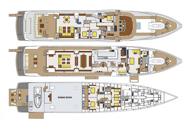 Mondo Marine 52 meter 'Fast' yacht by Luca Dini Design - Layout