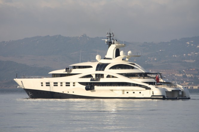 Motor yacht Palladium leaving Gibraltar  - Photo Credit Giovanni Romero.