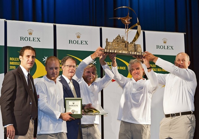 Rolex Middle Sea Race Trophy & Rolex Chronometer presentation to IRC Overall Winner Bryon Ehrhart (LUCKY) - Photo credit Rolex  Kurt Arrigo