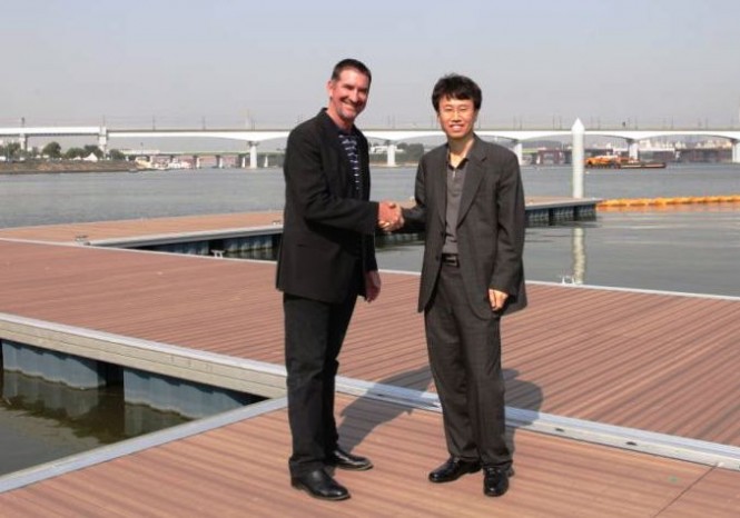 Yoeida Marina, Seoul, Korea - Superior Jetties’ Managing Director John Hogan, and Korean licensee Mr HY Kim