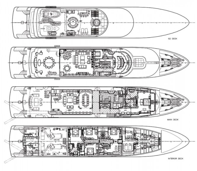 Layout of Trinity Superyacht Carpe Diem (ex T047) - Credit Trinity Yachts