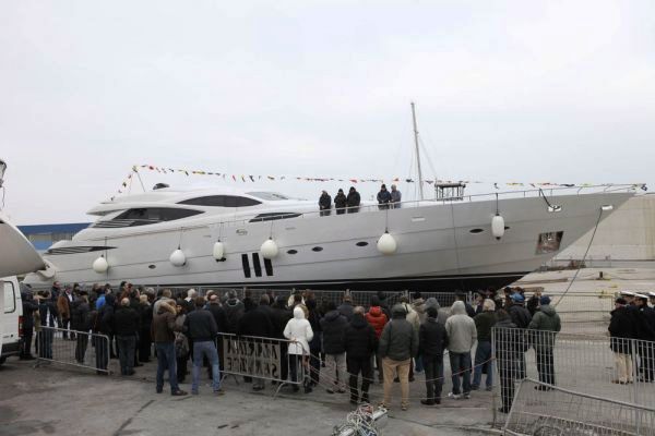 Hull Number 9 of the 35 metre MY Pershing 115’ launched at Marina dei Cesari in Fano - Photo Credit PershingFerretti Group
