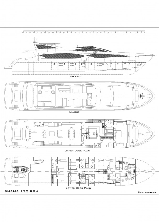 SHAMA 135 RPH motor yacht plans