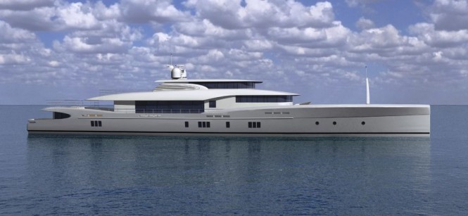 Sencora 52M superyacht rendering profile by SENCORA Yachts and Bill Dixon Design