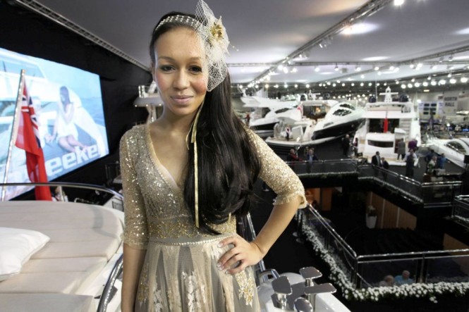 X-Factor star Rebecca Ferguson performed at the world debut of the all new Sunseeker Predator 115 and Manhatten 73.