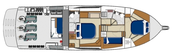 53 Enclosed Flybridge - Lower Accom