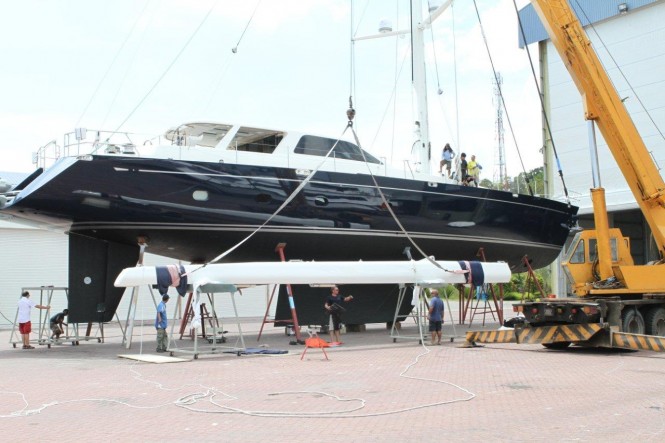 Sailing Yacht Silver Lining at Phithak Shipyard - Image courtesy of the Owner Chris Lenz