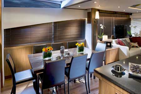 Sunseeker Manhattan 73 motor yacht interior by Design Unlimited - Dining