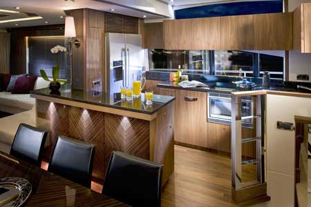 Sunseeker Manhattan 73 motor yacht interior by Design Unlimited - Galley