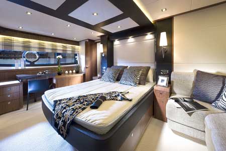 Sunseeker Manhattan 73 motor yacht interior by Design Unlimited - Owners Cabin