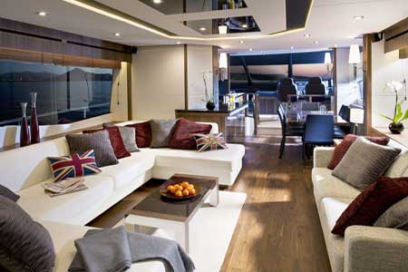 Sunseeker Manhattan 73 motor yacht interior by Design Unlimited - Salon
