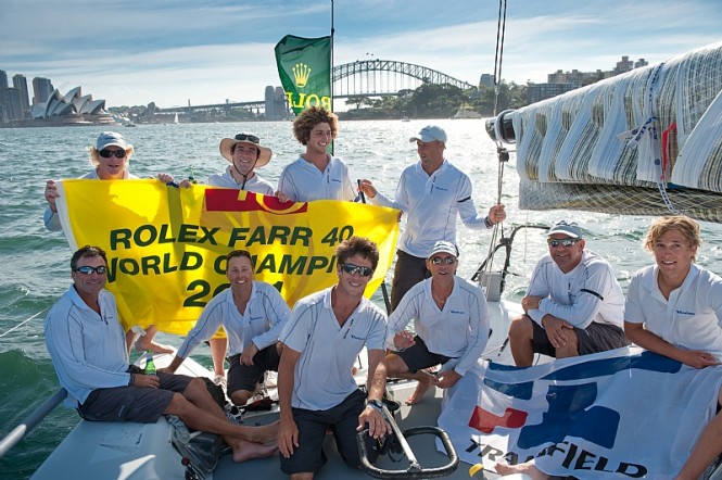 S/Y TRANSFUSION crew celebrating their Farr 40 world title in Sydney - Photo credit Rolex  Kurt Arrigo