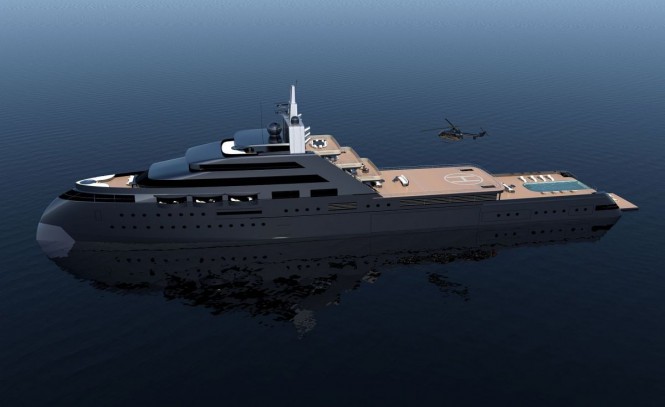 110m Explorer Motor Yacht Concept by J Kinder Yacht Design- Profile
