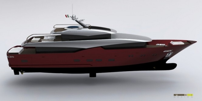 42m Blue Navy motor yacht concept by UKI Design