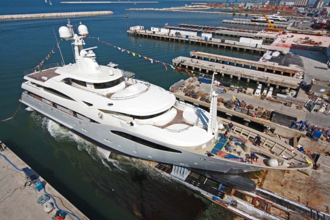 60m CRN 130 motor yacht Darlings Danama at her launch - Superyacht Darlings Danama will exhibit at the Monaco Yacht Show 2011