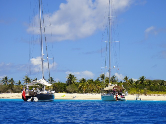 Swan 66s moored off Sandy Cay - ClubSwan Caribbean Rendezvous © Yacht Shots 11