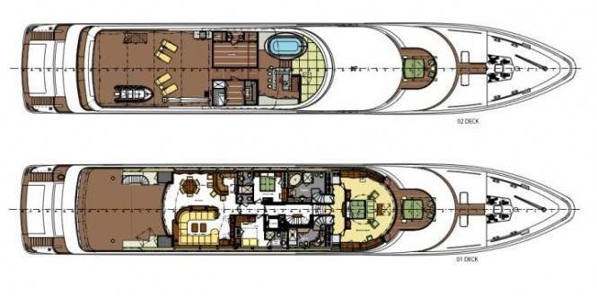 Upper deck Layout of Trinity Yacht Areti