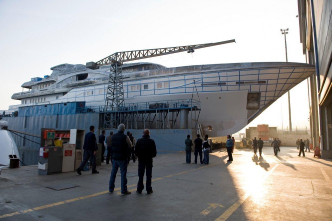 72m Motor Yacht Vicky (NB54)  arriving at the Proteksan Turquoise Shed