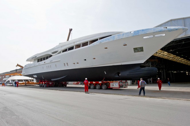 First hull of Mangusta 148’ Oceano Motor yacht by Overmarine