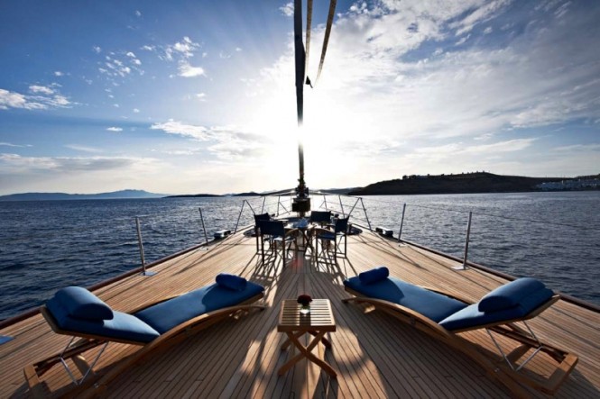 Foredeck of the 56m series Perini Navi Luxury Charter Yacht MELEK