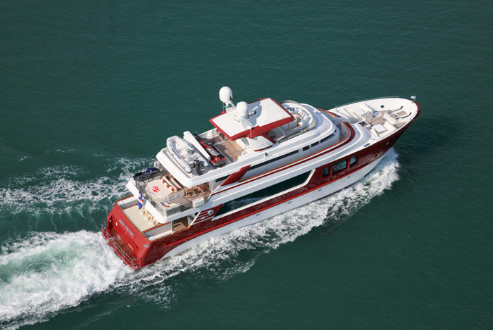 The Europa 100 motor yacht RED PEARL by MCP receives shore support by Store Bay Marine Services, Tobago