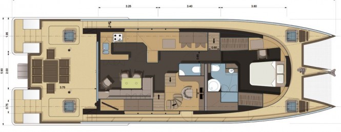 The new 58’ trawler catamaran design by Stirling Design International and Alu Marine shipyard