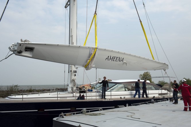 Jongert 2900M-line Sailing yacht Ameena boom - Credit “E.J. Bruinekool Fotografie