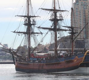 Sailing yacht Endeavour, replica of Captain James Cook’s ship HMB Endeavour sails for Perth 2011