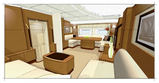 The Interior design of sailing yacht ANTARES III is by Rhoades Yacht Design