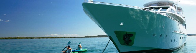 Superyacht and Kayak in Queensland