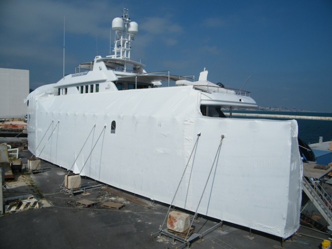 38 meter Proteksan motor yacht SEA D at ISA refit