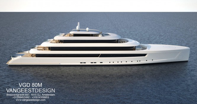 80 metre Superyacht by Van Geest Design - full profile of the motor yacht