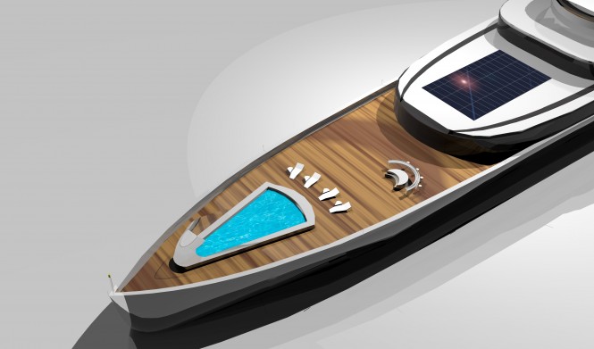 Blue Dream II Yacht by Aras Kazar Designs - swimming pool and  solar panel