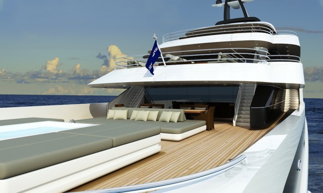 Exterior detail of the Luiz De Basto designed superyacht DP009 built by Oceanco
