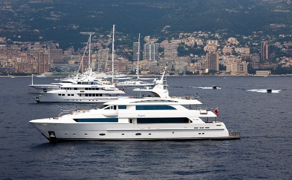 Luxury yachts line up at The Rendezvous in Monaco 2011