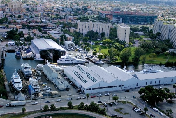 Marlow Merrill Stevens superyacht refit yard on the Miami River Marlow Merrill Stevens superyacht refit yard on the Miami River