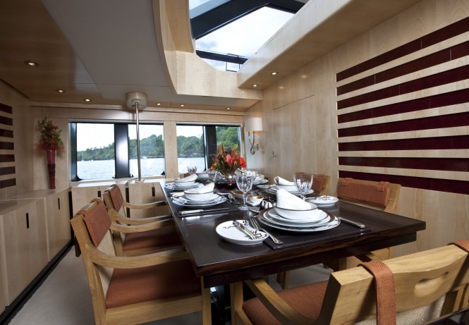 Sailing yacht AKALAM Dining Room - Credit: Lloyd Images