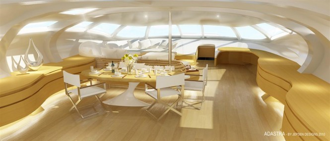 Superyacht Adastra a 42.5m Power Trimaran - Interior Saloon and dining © Jepsen Designs Hong Kong