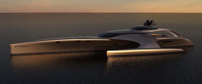 Adastra profile a 42.5m Power Trimaran - Designed by John Shuttleworth Yacht Design