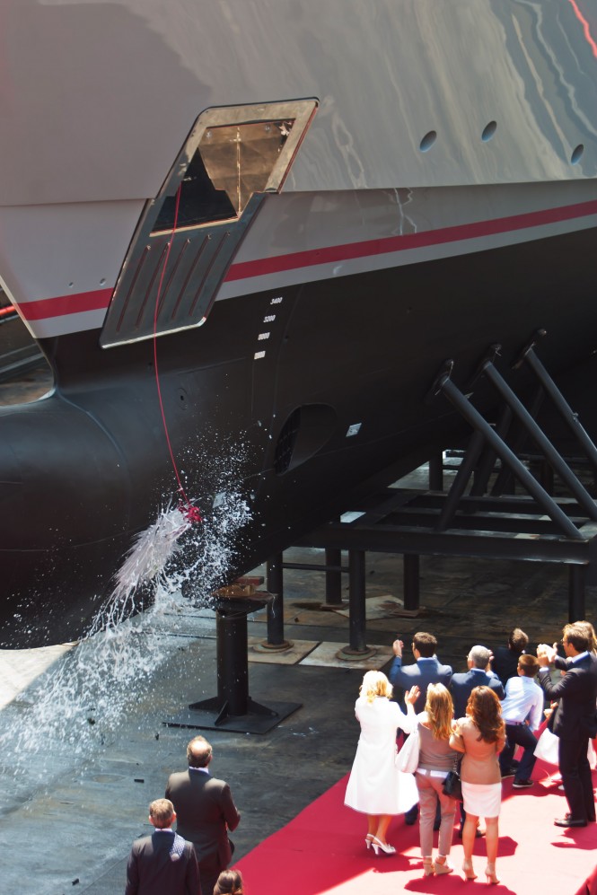 Motor Yacht Prima (Columbus177’) at her launch at the Palumbo Shipyard 