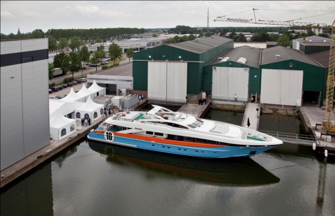 The Hessen 37 m Superyacht Aurelia Recently Launched as seen from above - photography by Emilio Bianchi