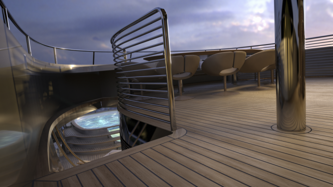 View of the swimming pool on board of the Yacht MONDO45 Explorer
