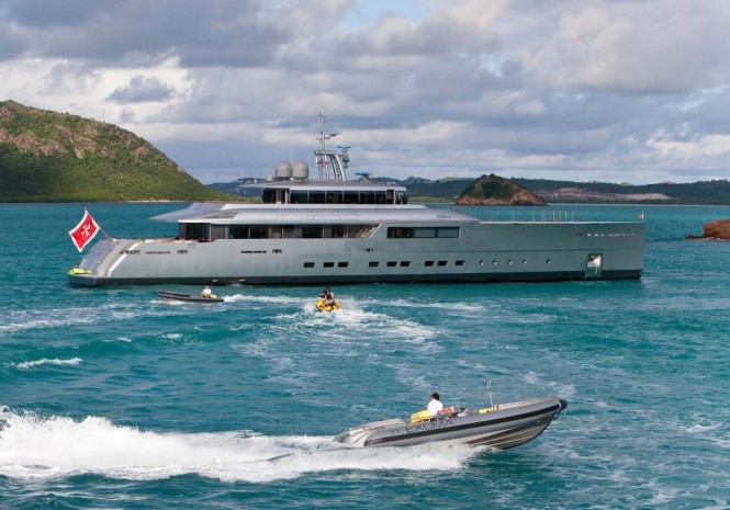 Yacht Exuma and Tender in the South Pacific