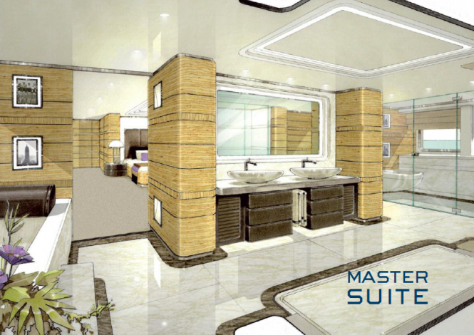 44m Heesen motor yacht Zentric - Master Suite designed by Omega Architects